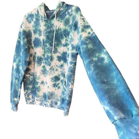 Artist Union Unisex Sz S Turquoise Tie-Dye Drawstring Hoodie Sweatshirt - Picture 3 of 7